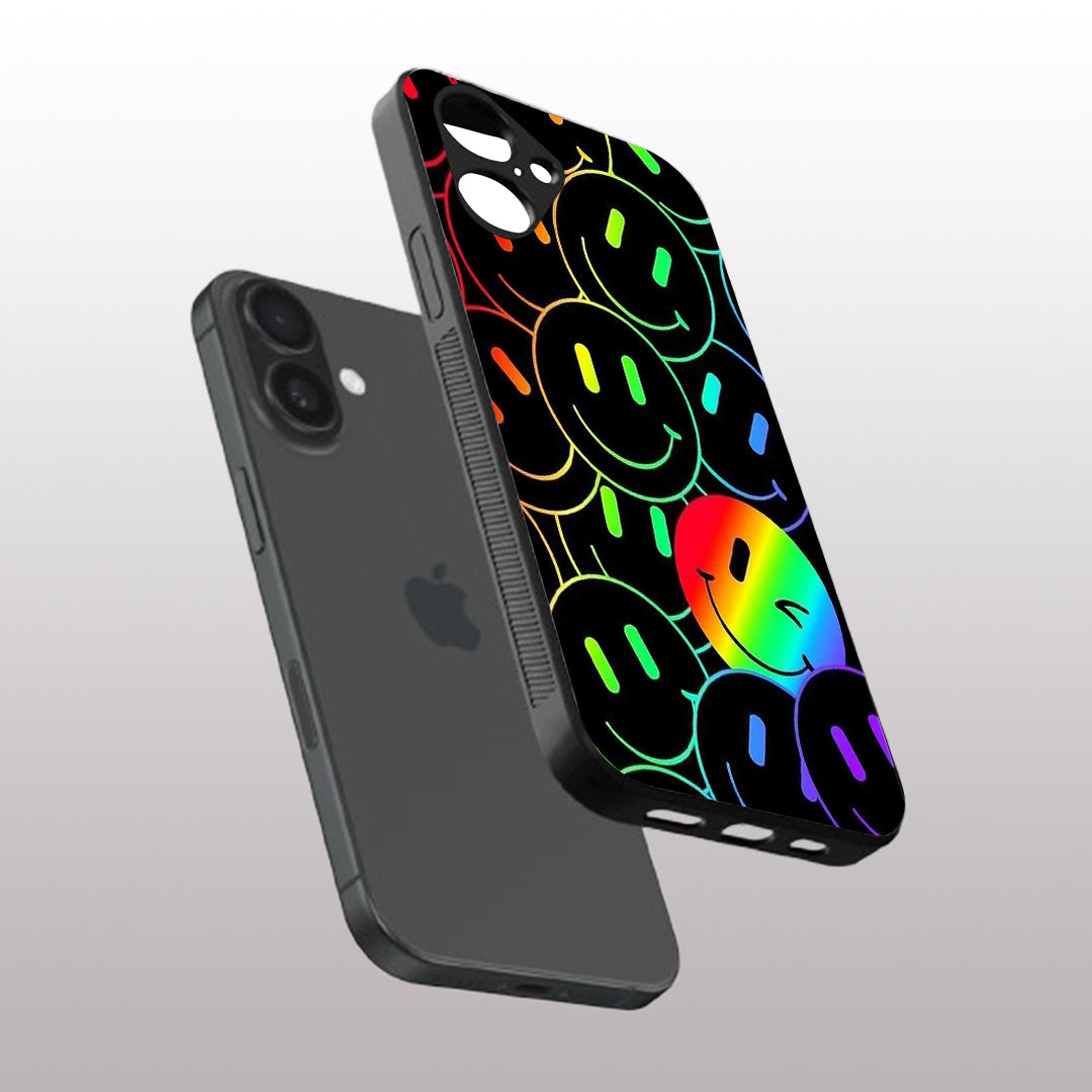 Colourful Smiles pattern phone case for iphone 16 plus | Glass case