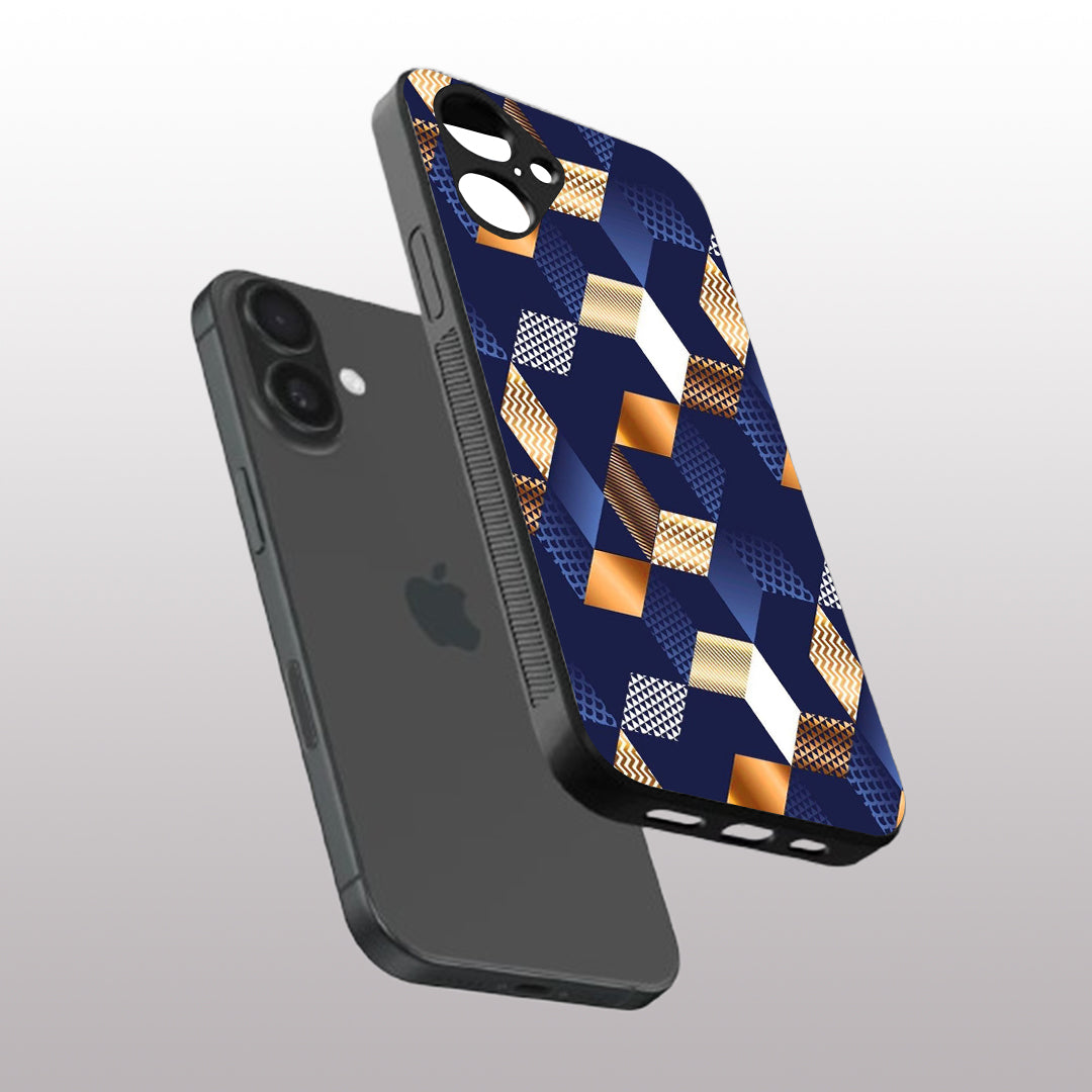 Disorted Wood Blue pattern phone case for iphone 16 plus | Glass case