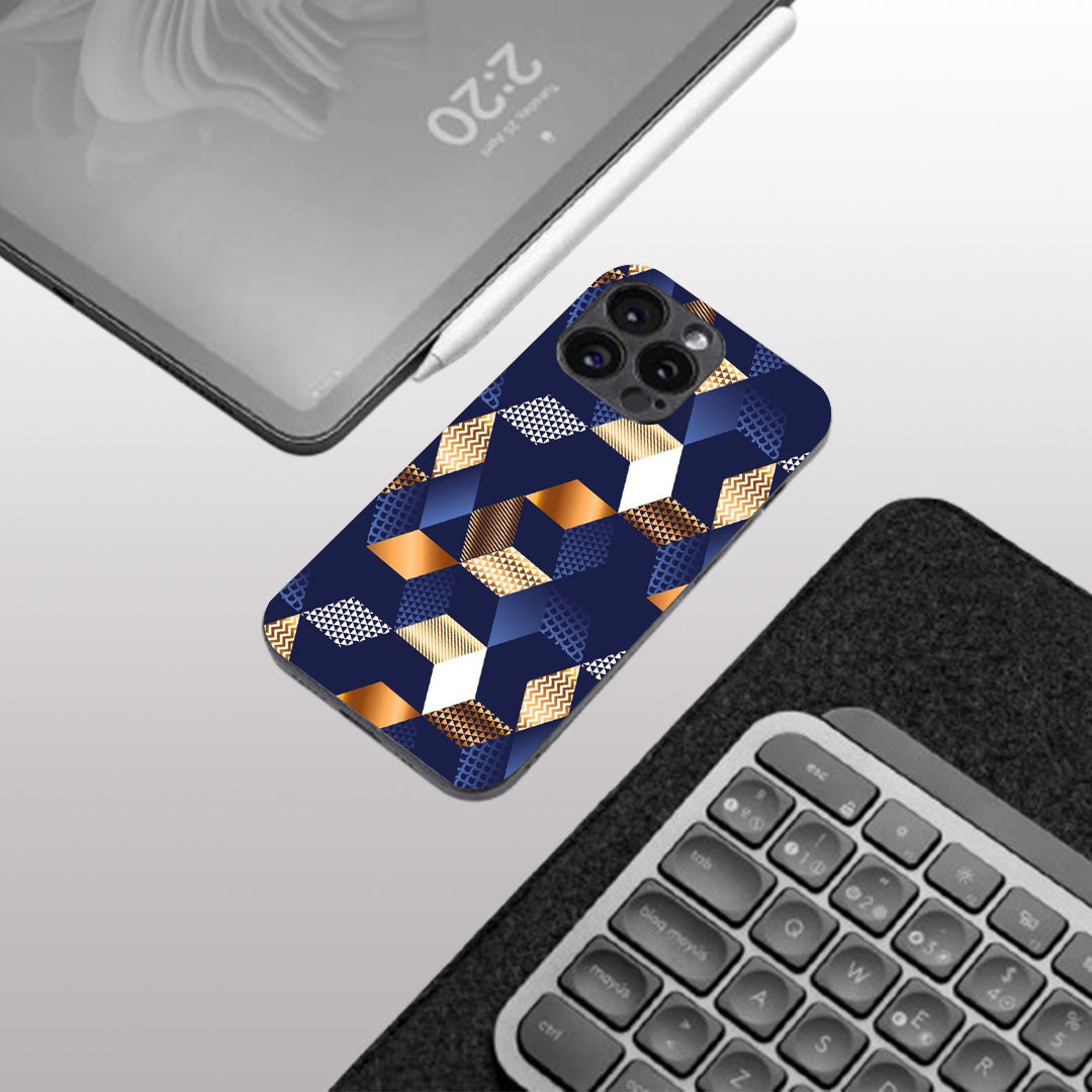 Disorted Wood Blue pattern phone case for iphone 16 pro max | Glass case