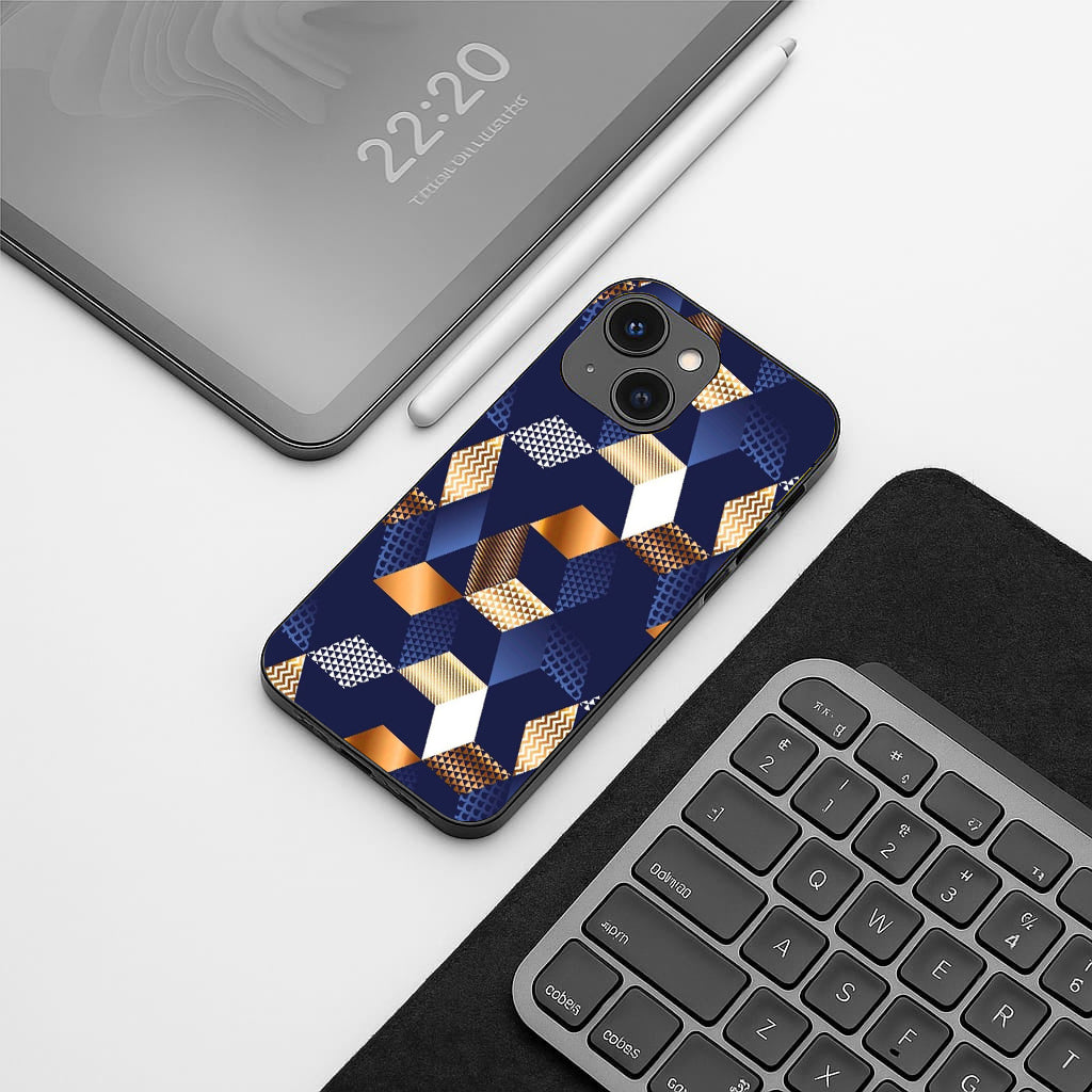 Disorted Wood Blue pattern phone case for iphone 13 mini | Glass case