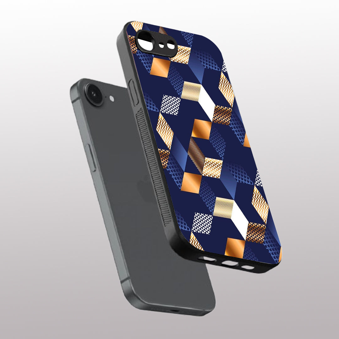 Distorted Wood Blue pattern phone case for iphone 16E| Glass case