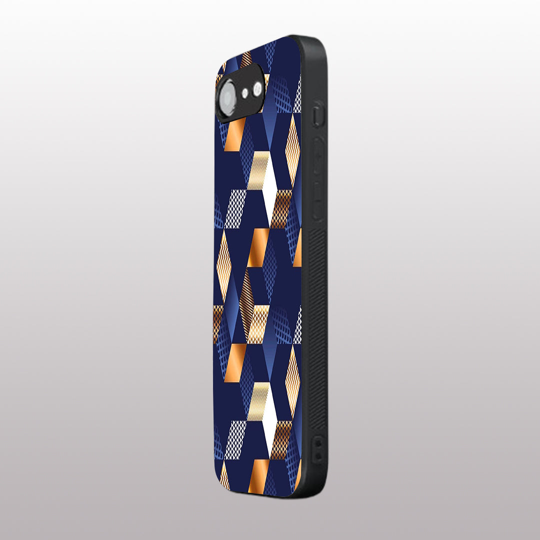 Distorted Wood Blue pattern phone case for iphone 16E| Glass case