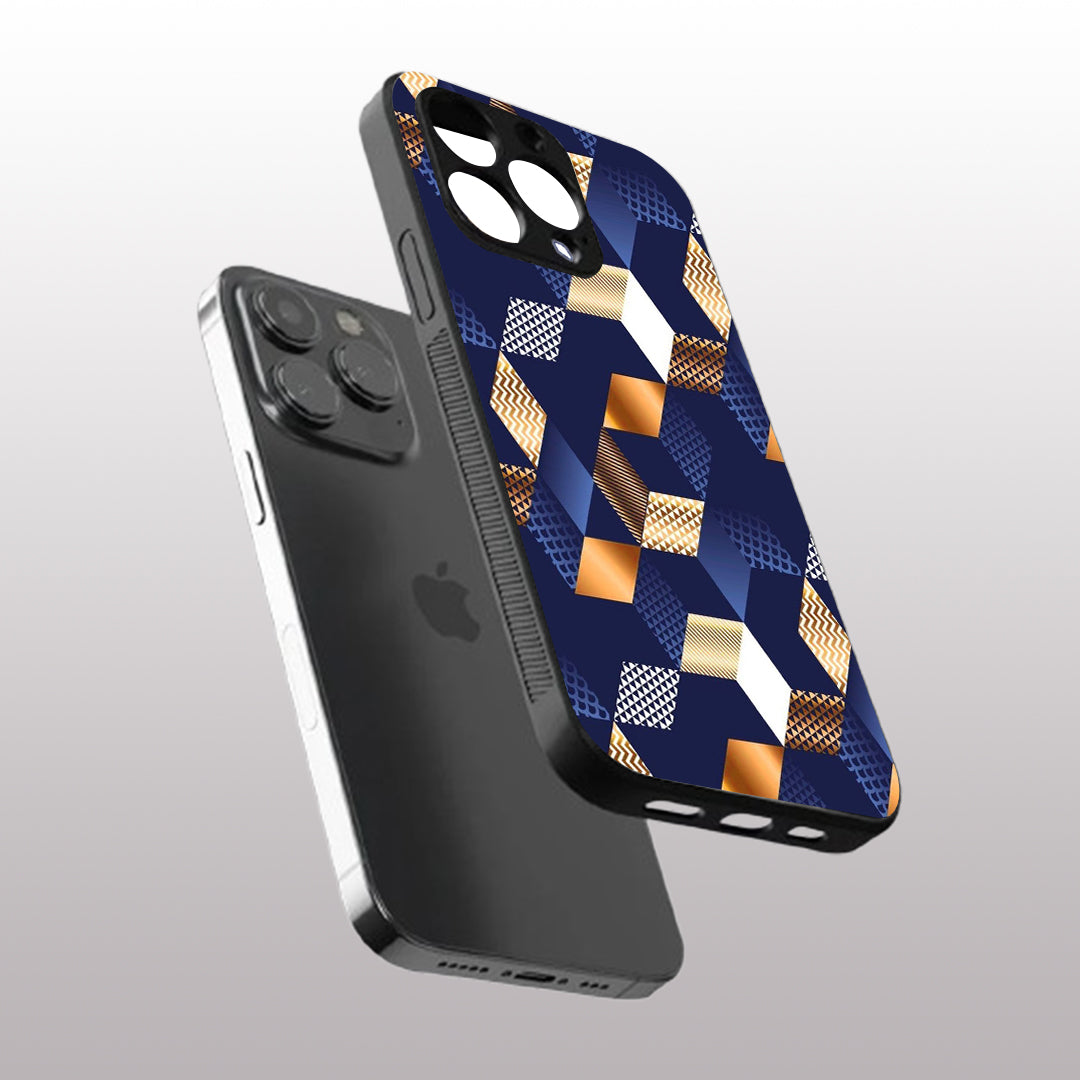 Disorted Wood Blue pattern phone case for iphone 16 pro max | Glass case