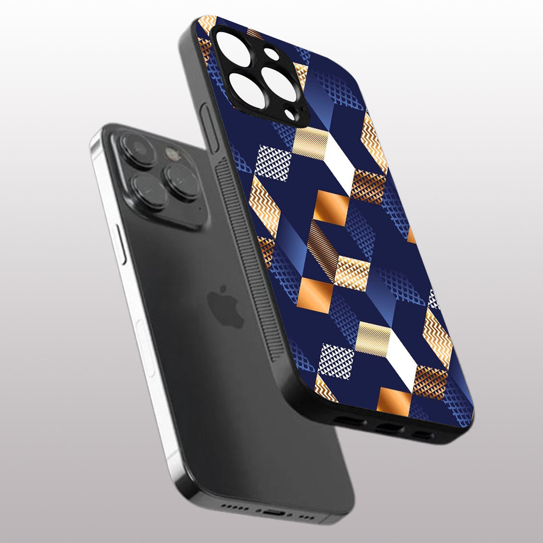 Disorted Wood Blue pattern phone case for iphone 14 pro | Glass case