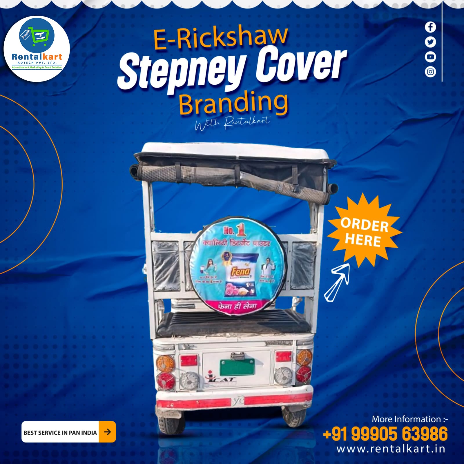 E-Rickshaw Stepney Cover Branding with installation in Raipur