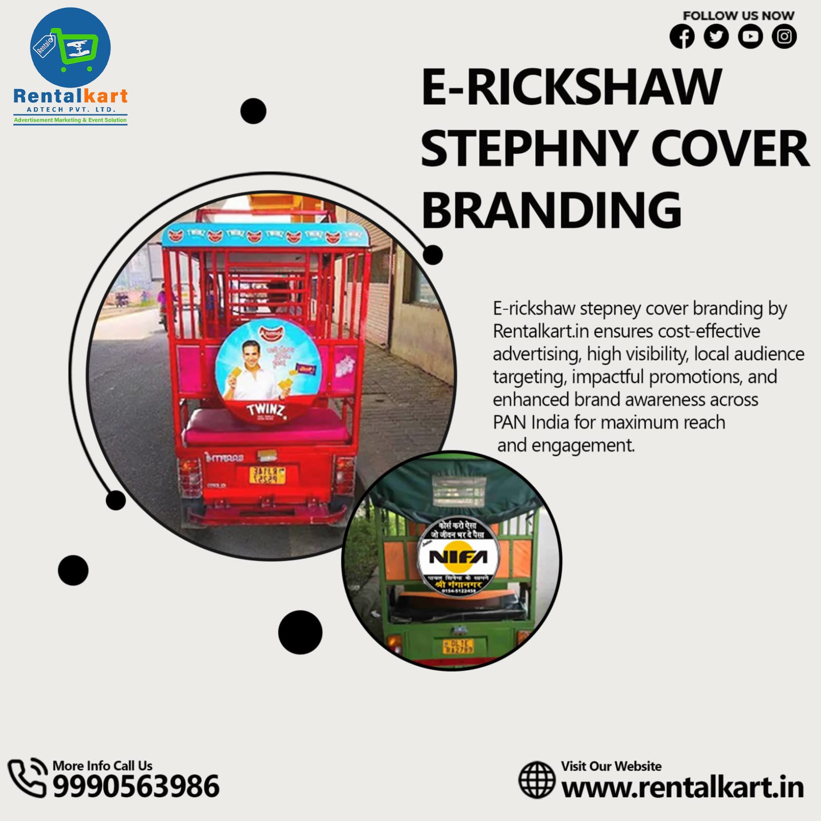 E-Rickshaw Stepney Cover Branding with Installation in Aurangabad
