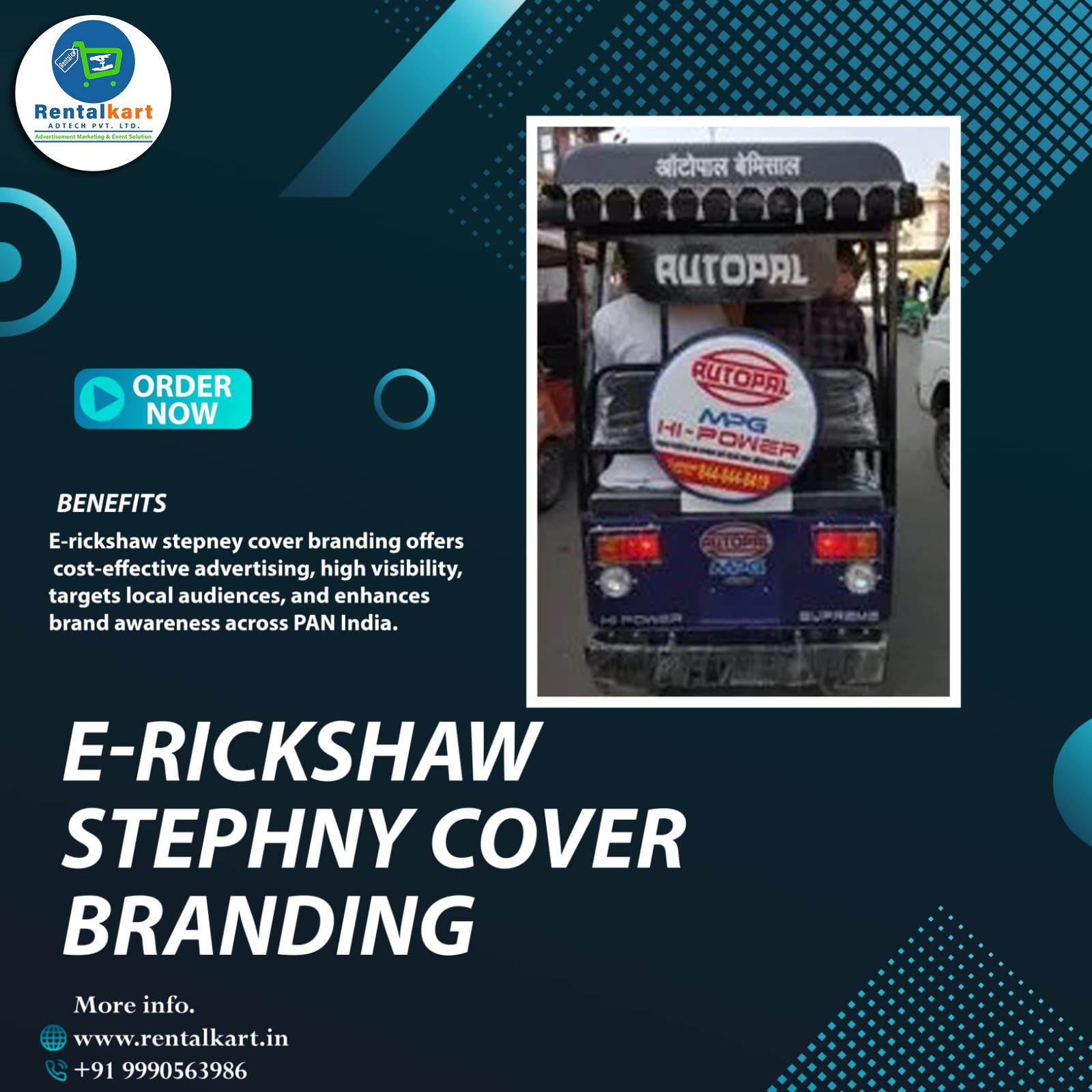 E-Rickshaw Stepney Cover Branding with Installation in Chennai