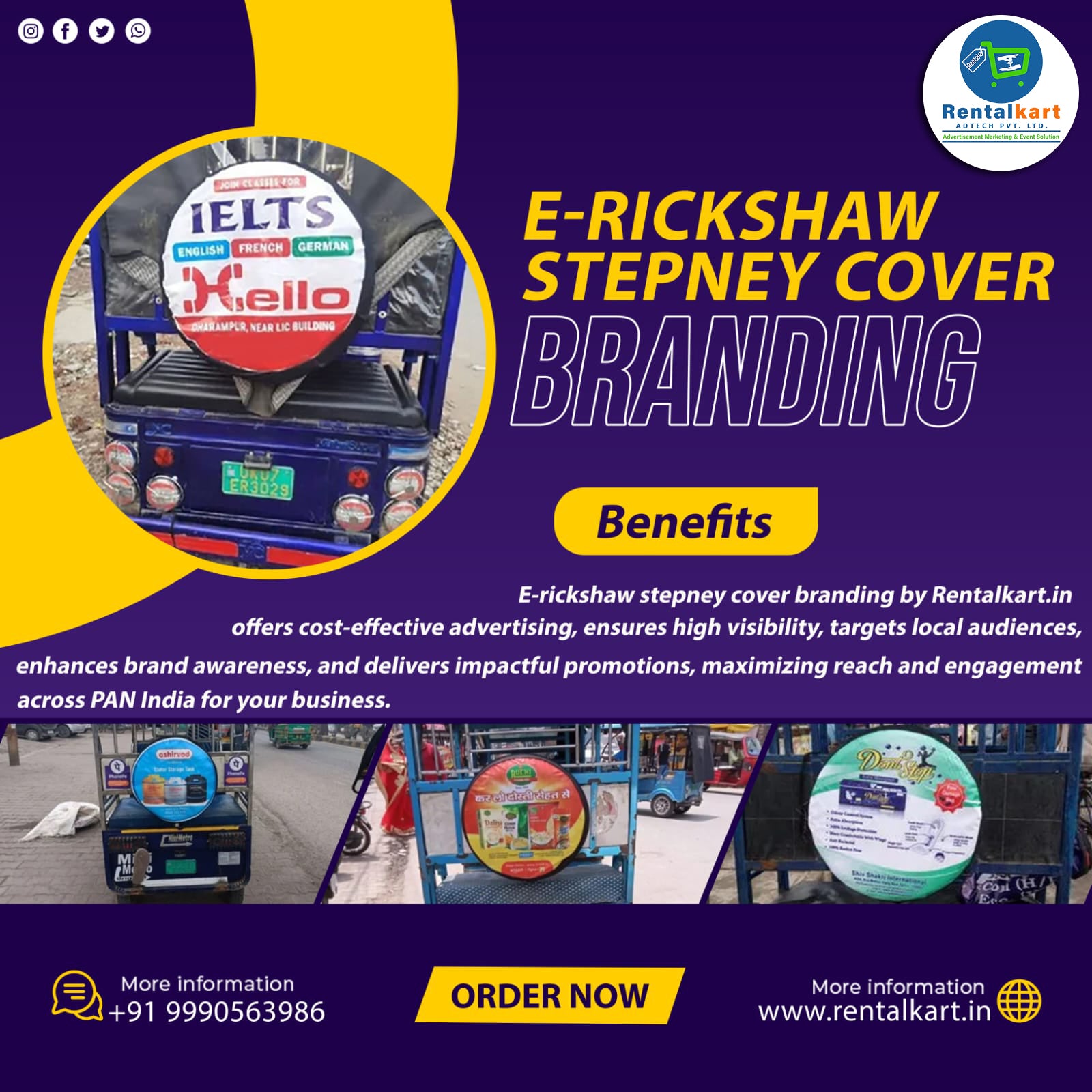 E-Rickshaw Stepney Cover Branding with Installation in Jaipur