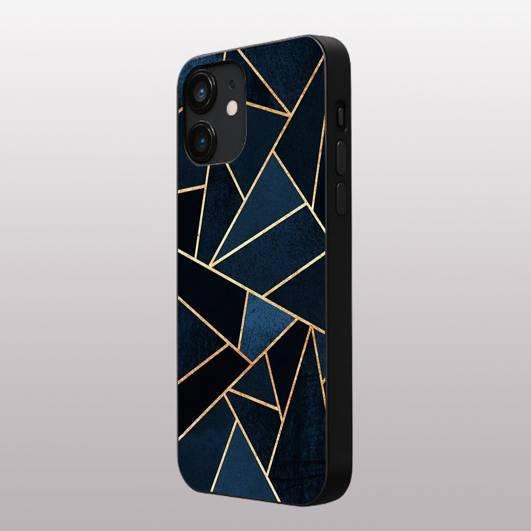 Elite Blue Geometric pattern phone case for iphone 12|Glass case