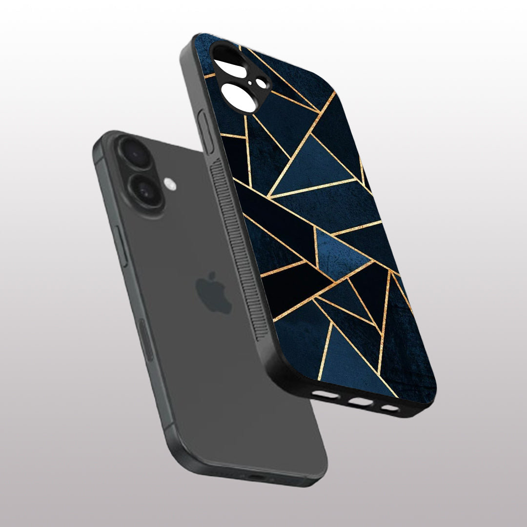 Elite Blue Geometric pattern phone case for iphone 16 | Glass case