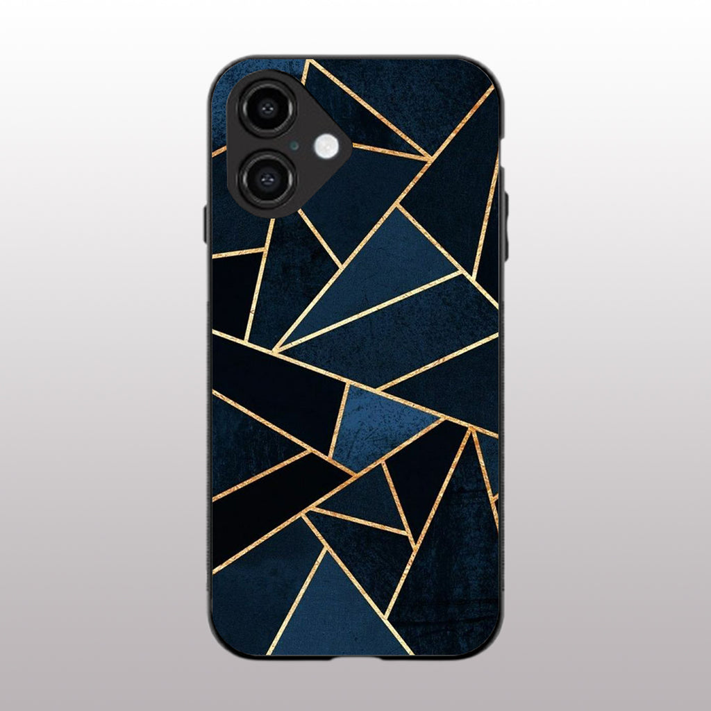 Elite Blue Geometric pattern phone case for iphone 16 | Glass case