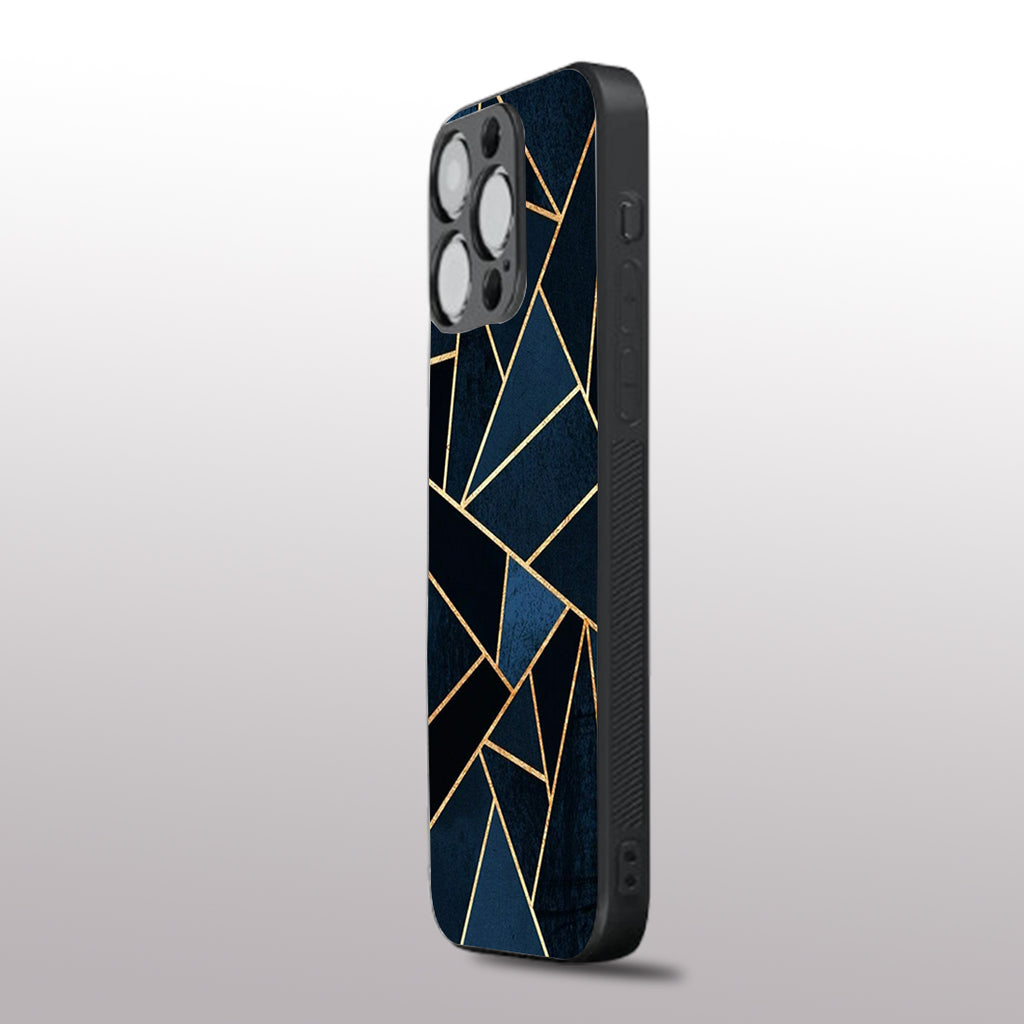 Elite Blue Geometric pattern phone case for iphone 16 pro | Glass case