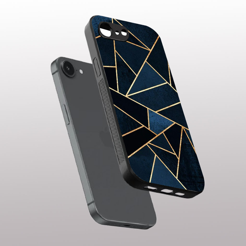 Elite Blue Geometric pattern phone case for iphone 16E| Glass case