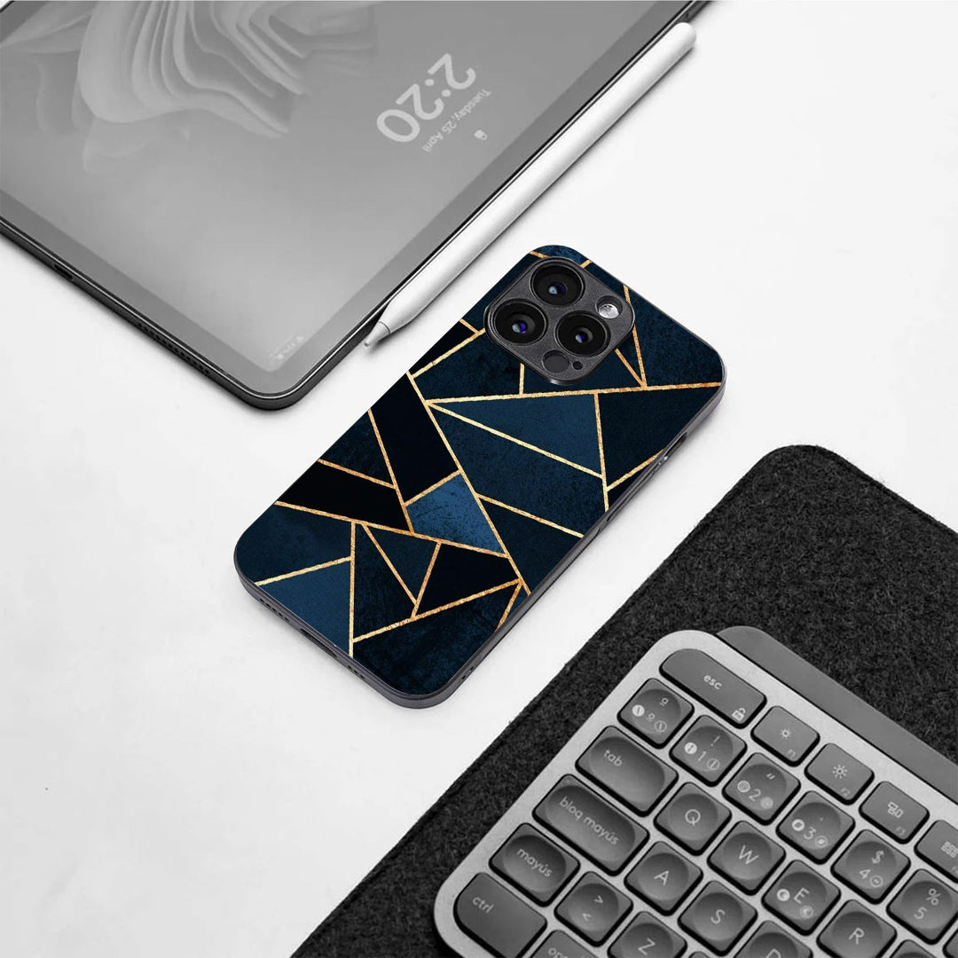 Elite Blue Geometric pattern phone case for iphone 13 pro | Glass case