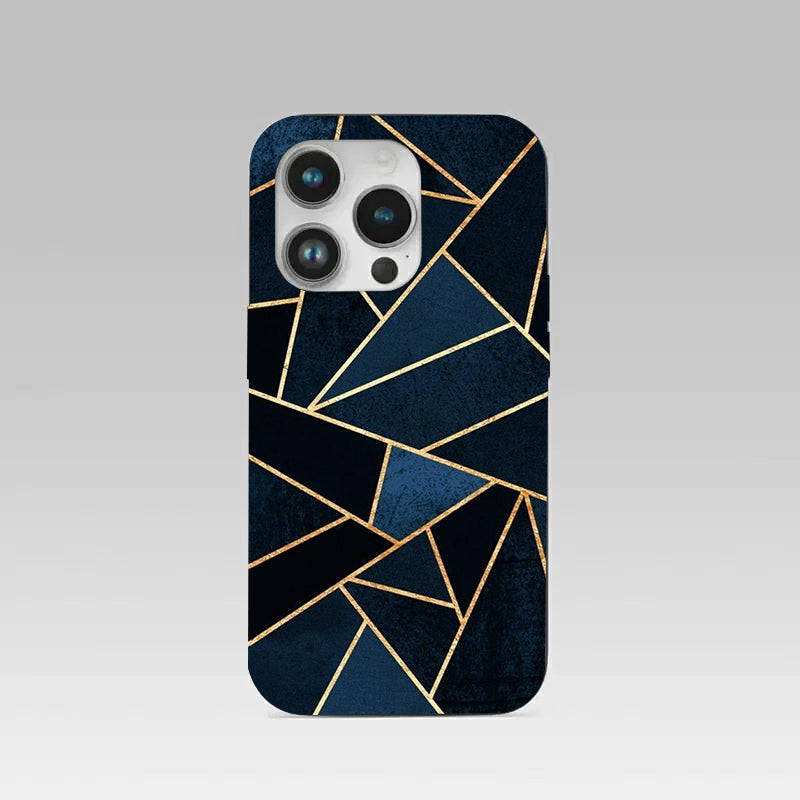 Elite Blue Geometric pattern phone case for iphone 14 pro | Glass case