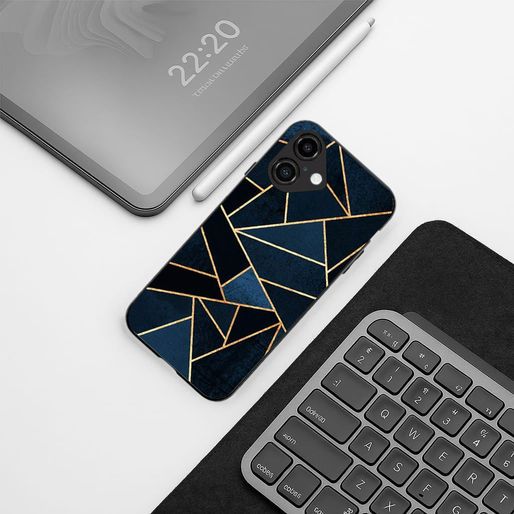 Elite Blue Geometric pattern phone case for iphone 16 | Glass case