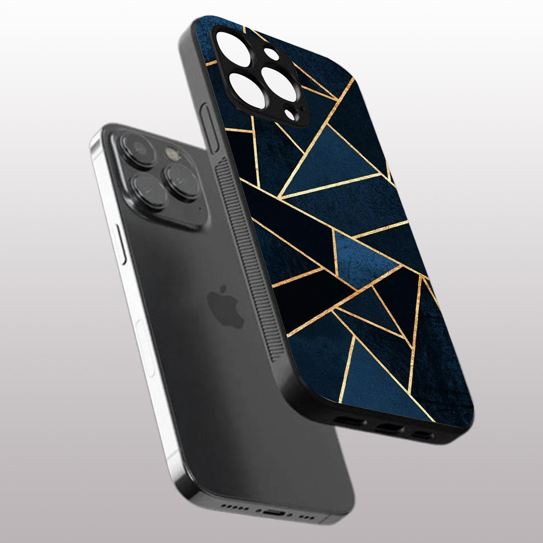 Elite Blue Geometric pattern phone case for iphone 14 pro | Glass case