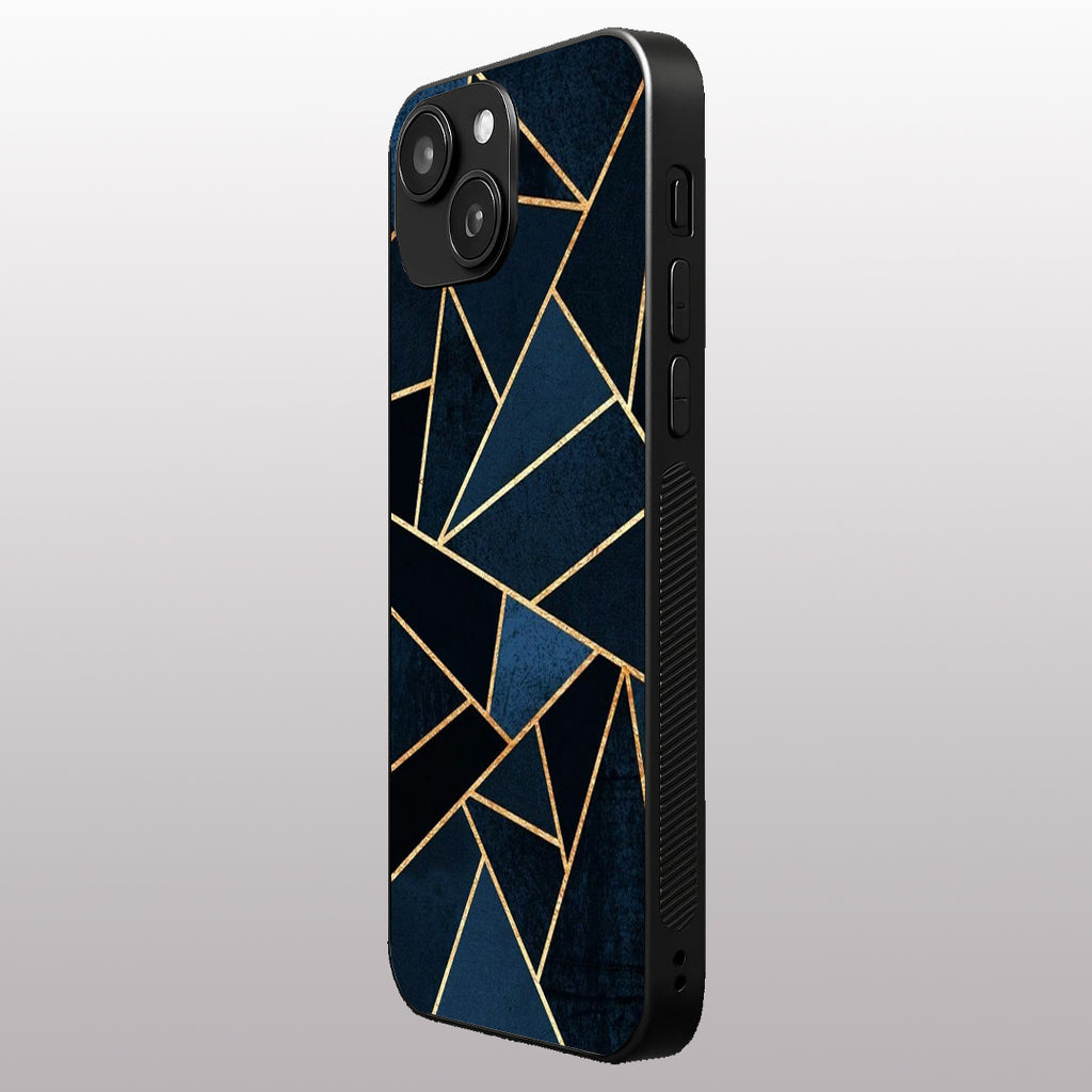 Elite Blue Geometric pattern phone case for iphone 16 plus | Glass case