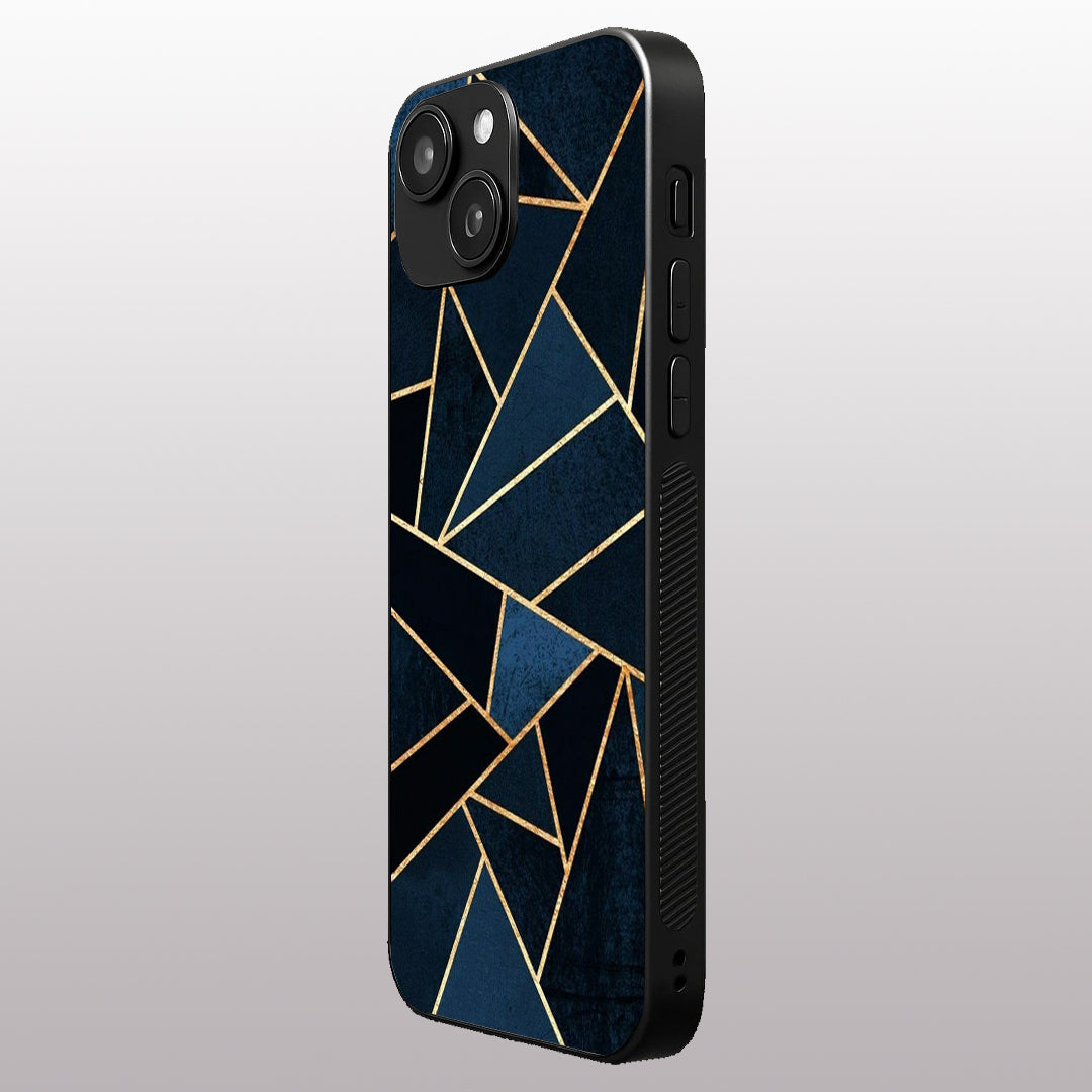 Elite Blue Geometric pattern phone case for iphone 16 plus | Glass case
