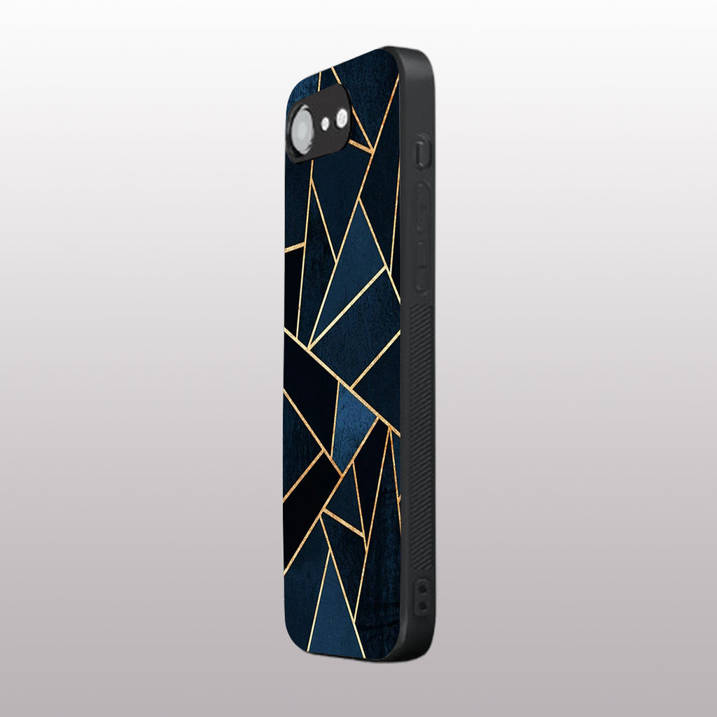 Elite Blue Geometric pattern phone case for iphone 16E| Glass case