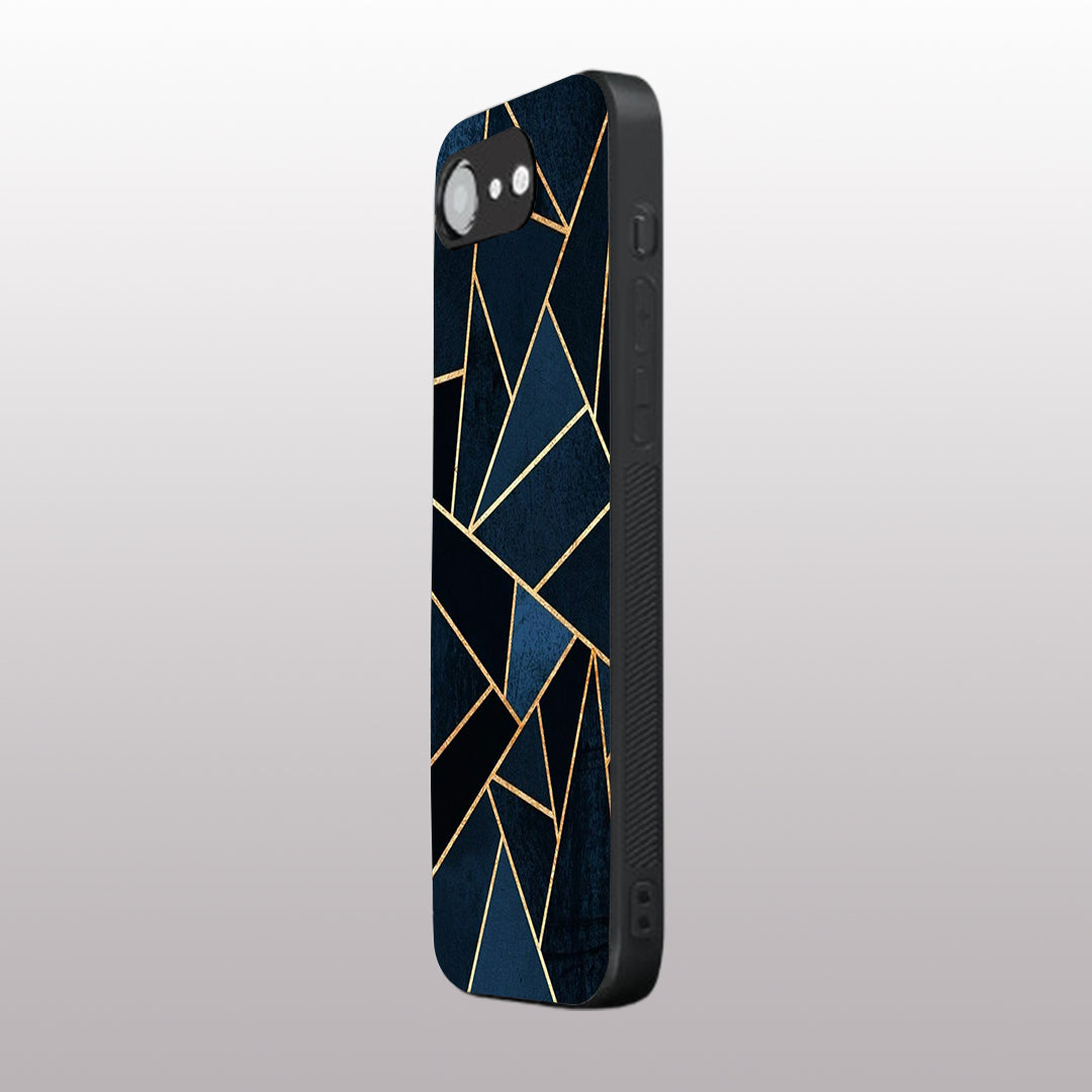 Elite Blue Geometric pattern phone case for iphone 16E| Glass case