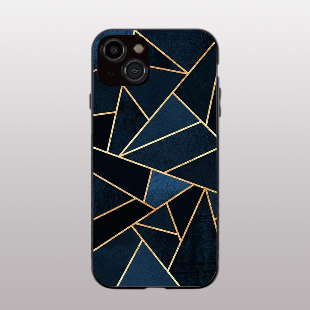 Elite Blue Geometric pattern phone case for iphone 14 plus | Glass case