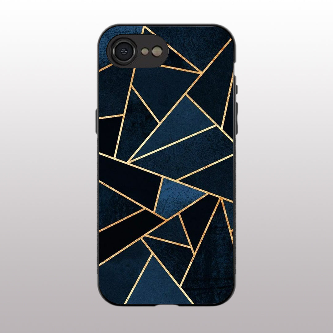 Elite Blue Geometric pattern phone case for iphone 16E| Glass case