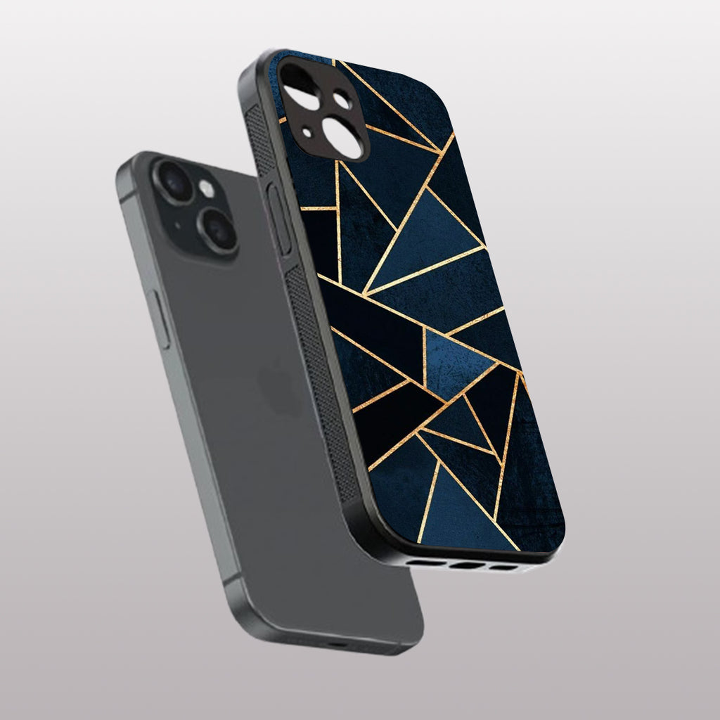 Elite Blue Geometric pattern phone case for iphone 16 plus | Glass case