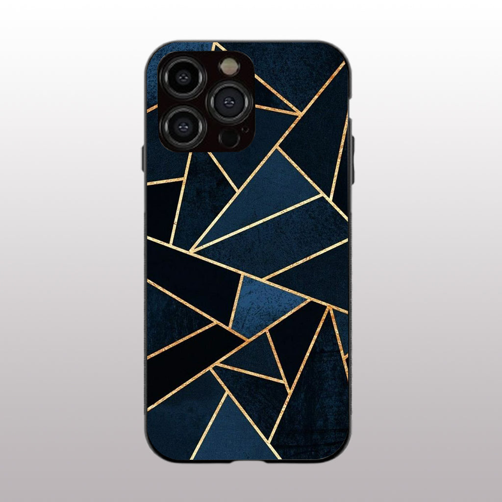 Elite Blue Geometric pattern phone case for iphone 16 pro max |Glass case