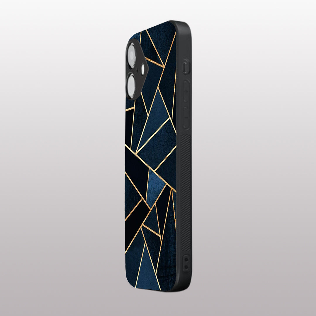 Elite Blue Geometric pattern phone case for iphone 16 | Glass case