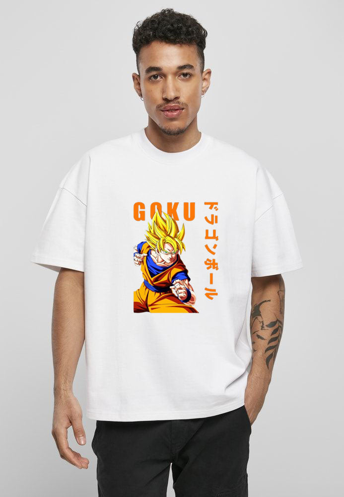 Super Saiyan Goku Printed T-Shirt for Men | Anime Graphic Tee | Cotton Polyester A4 Print | Dragon Style Streetwear India | Rentalkart