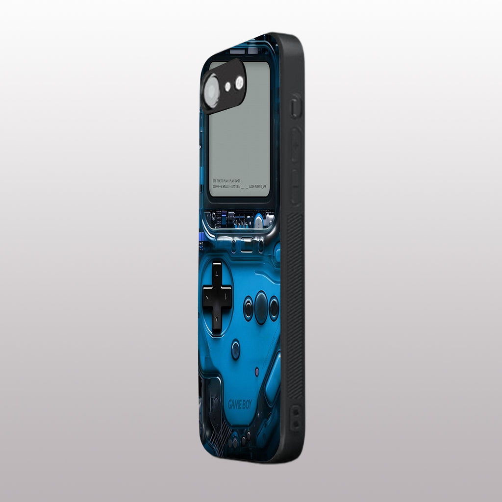 Game Boy Classic Blue pattern phone case for iphone 16E |Glass case