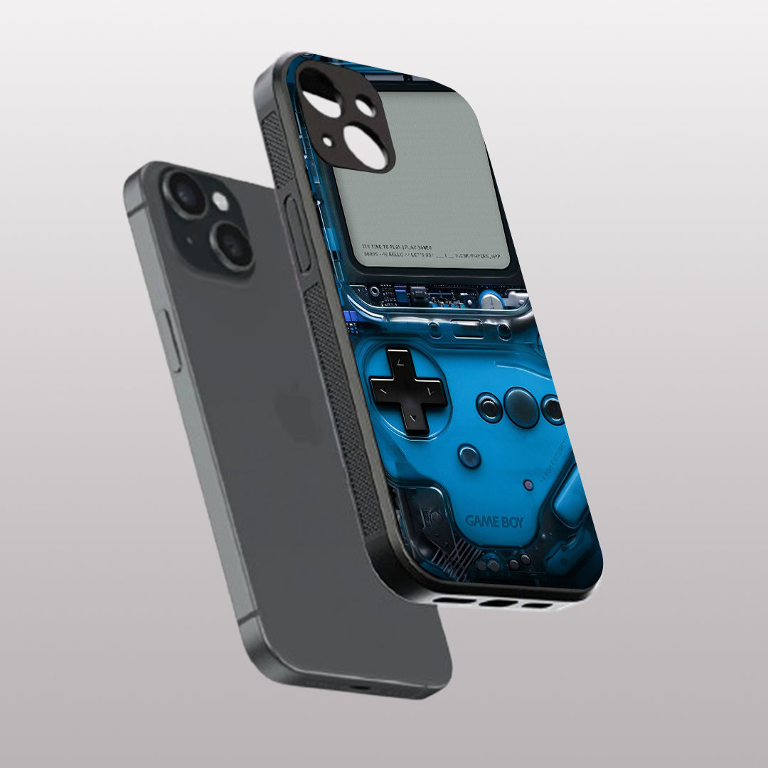 Game Boy Classic Blue pattern phone case for iphone 14 | Glass case
