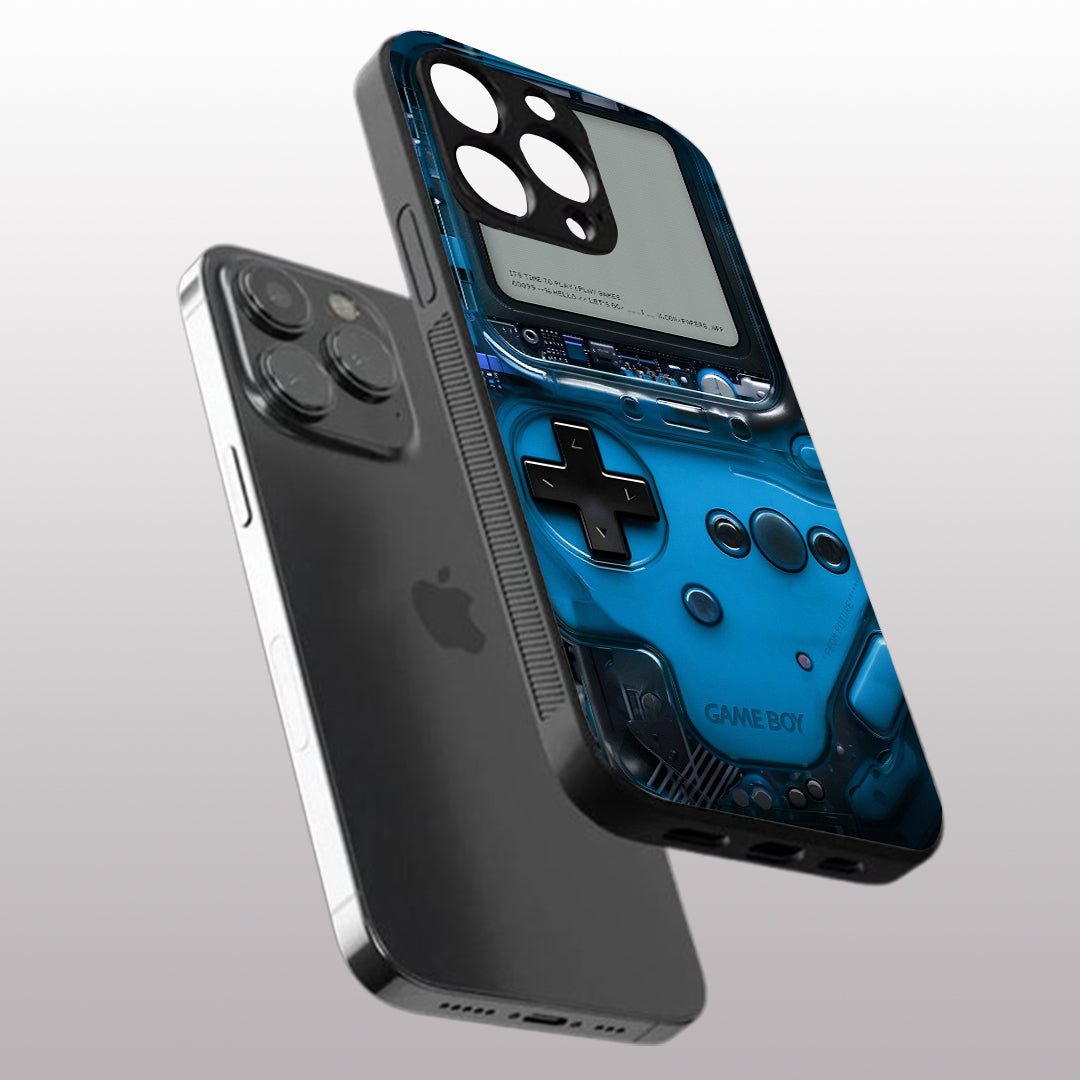 Game Boy Classic Blue pattern phone case for iphone 13 pro | Glass case