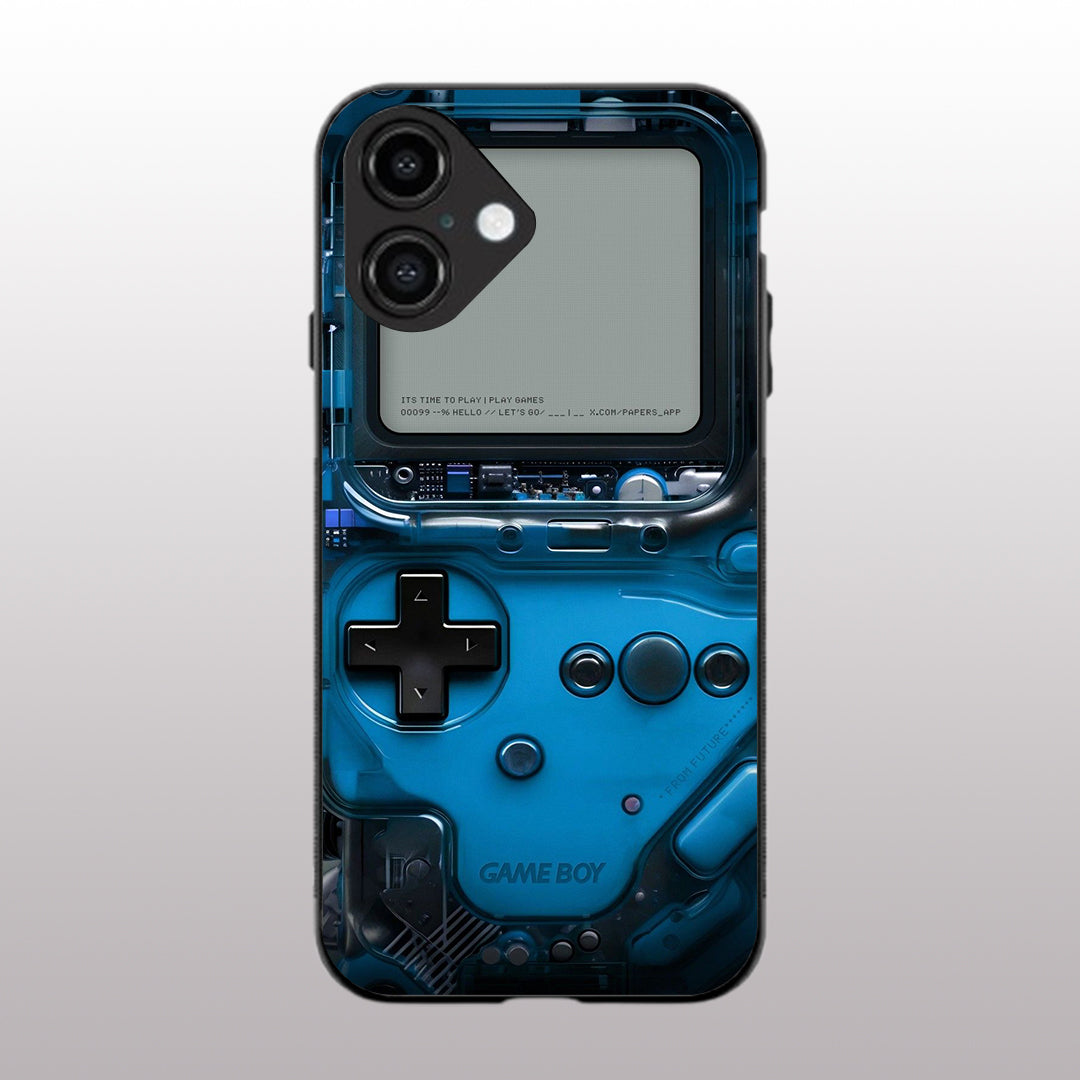 Game Boy Classic Blue pattern phone case for iphone 16 | Glass case