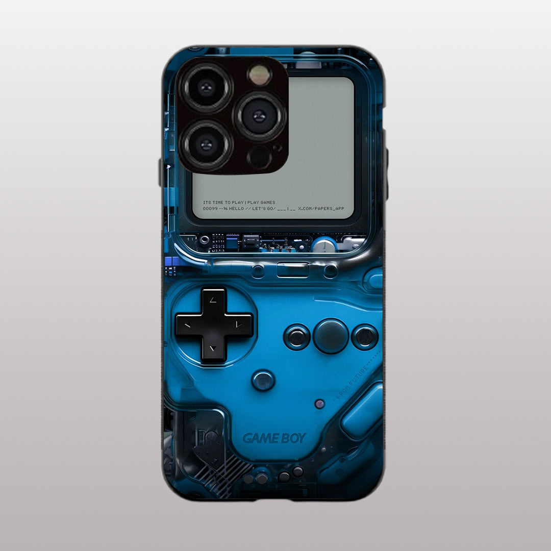 Game Boy Classic Blue pattern phone case for iphone 12 pro | Glass case