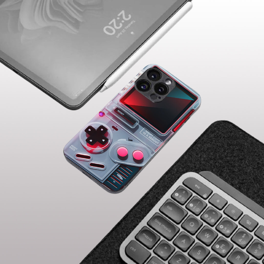 Game Boy Classic Grey pattern phone case for iphone 15 pro max | Glass case