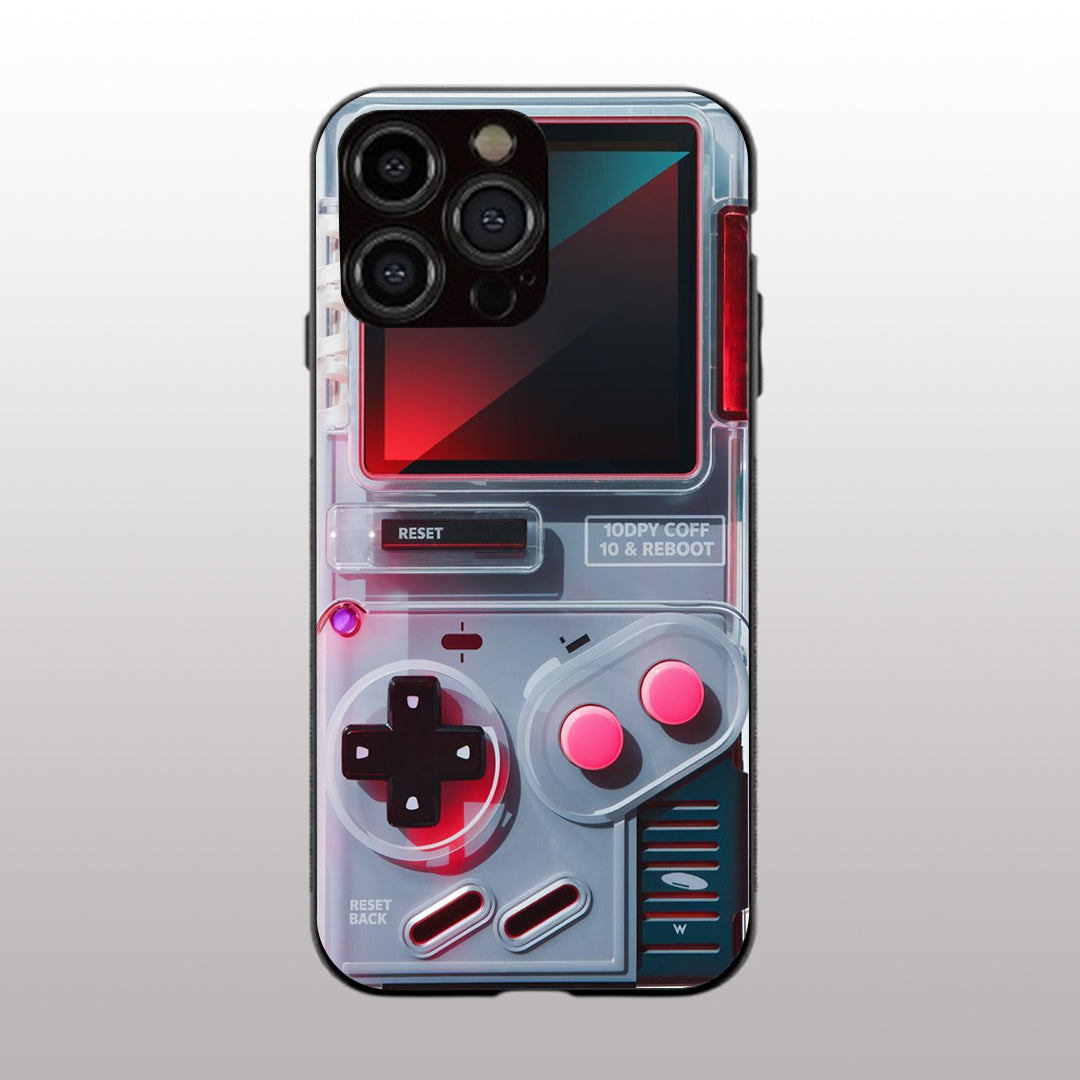 Game Boy Classic Grey pattern phone case for iphone 15 pro max | Glass case