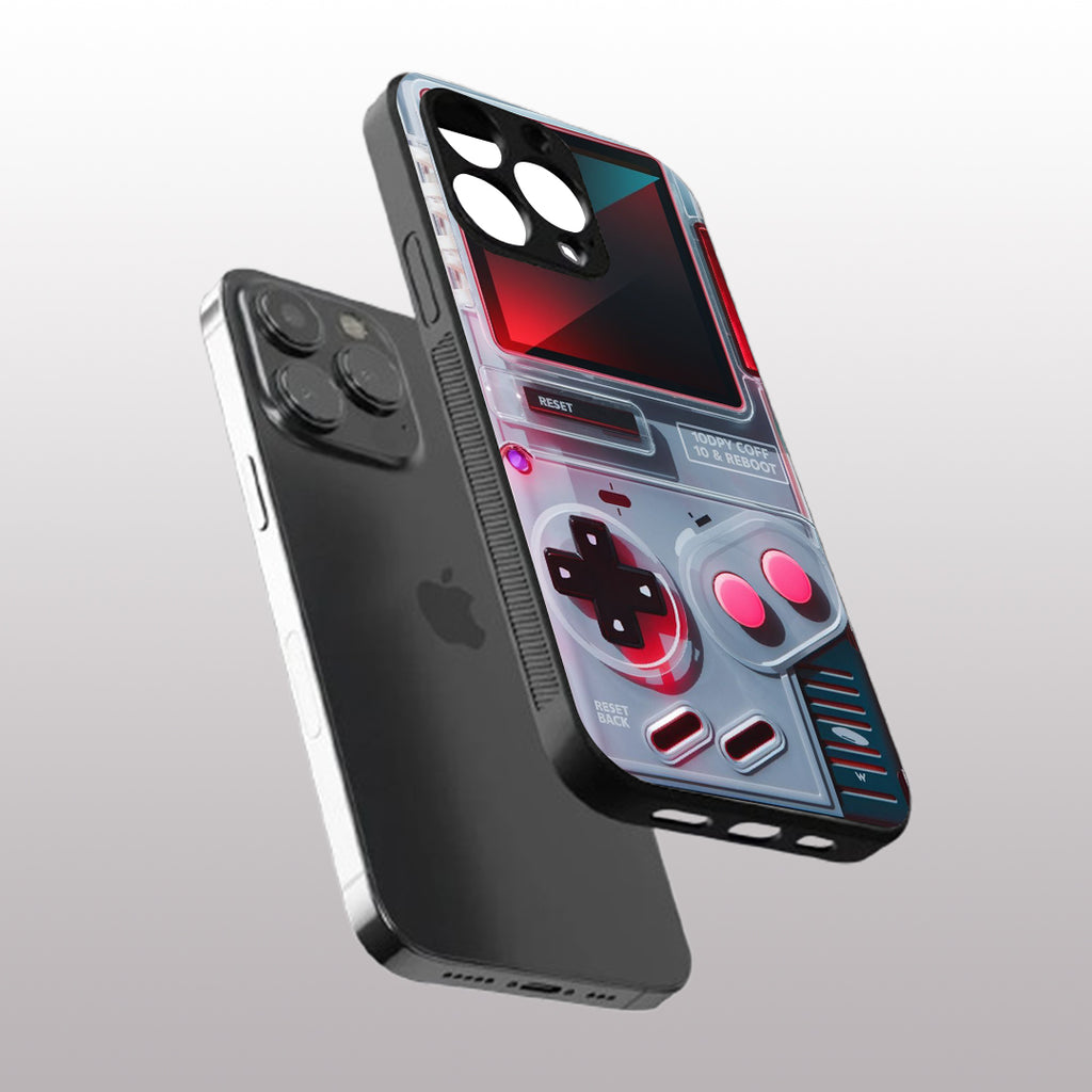 Game Boy Classic Grey pattern phone case for iphone 15 pro max | Glass case