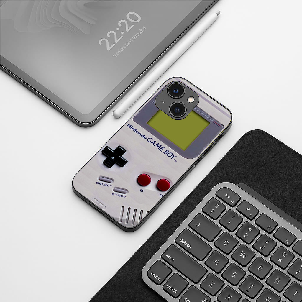 Game Boy Classic Off-white pattern phone case for iphone 13 mini | Glass case