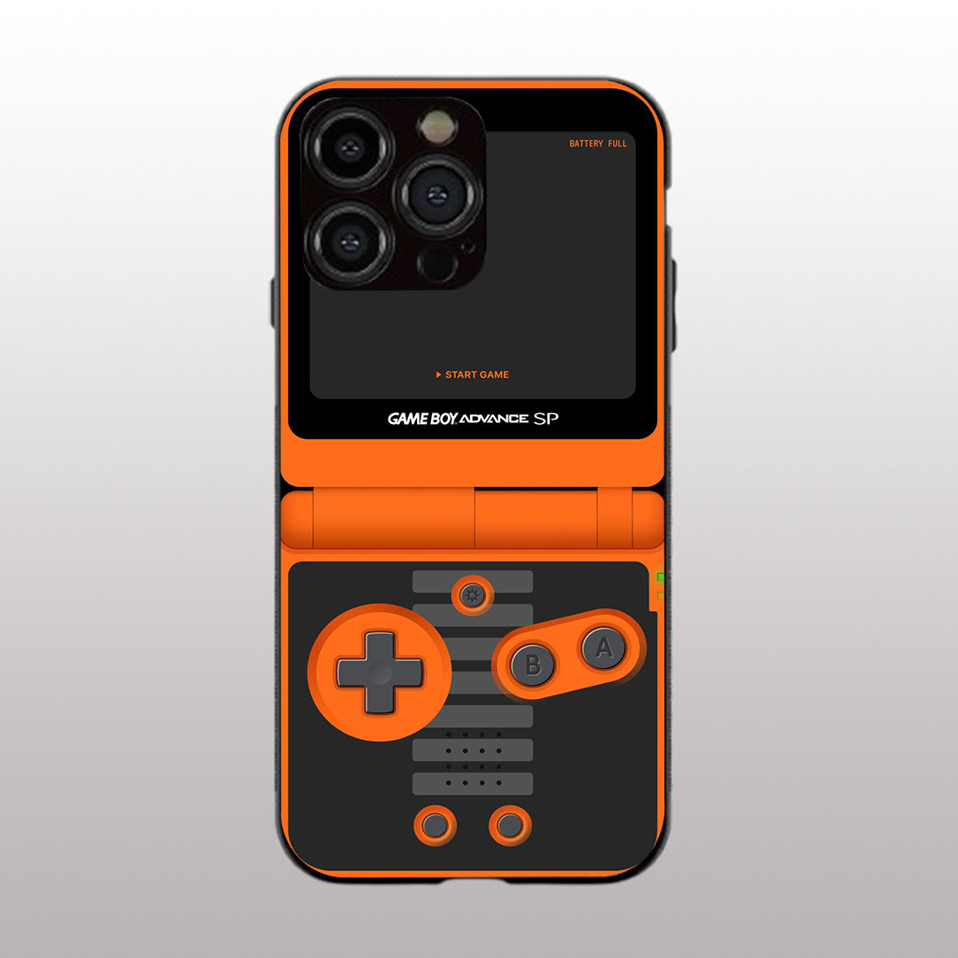 Game Boy Classic Orange pattern phone case for iphone 16 pro max |Glass case