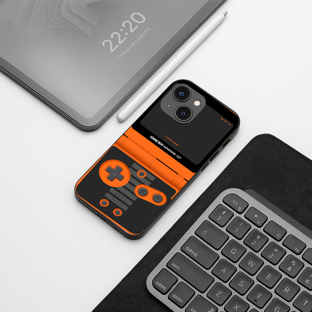 Game Boy Classic Orange pattern phone case for iphone 13 mini | Glass case