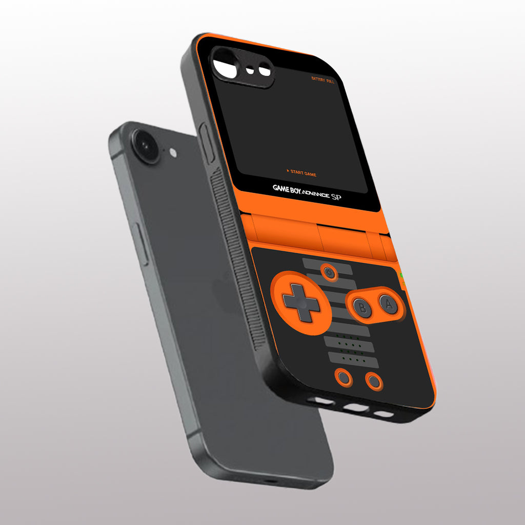 Game Boy Classic Orange pattern phone case for iphone 16E |Glass case