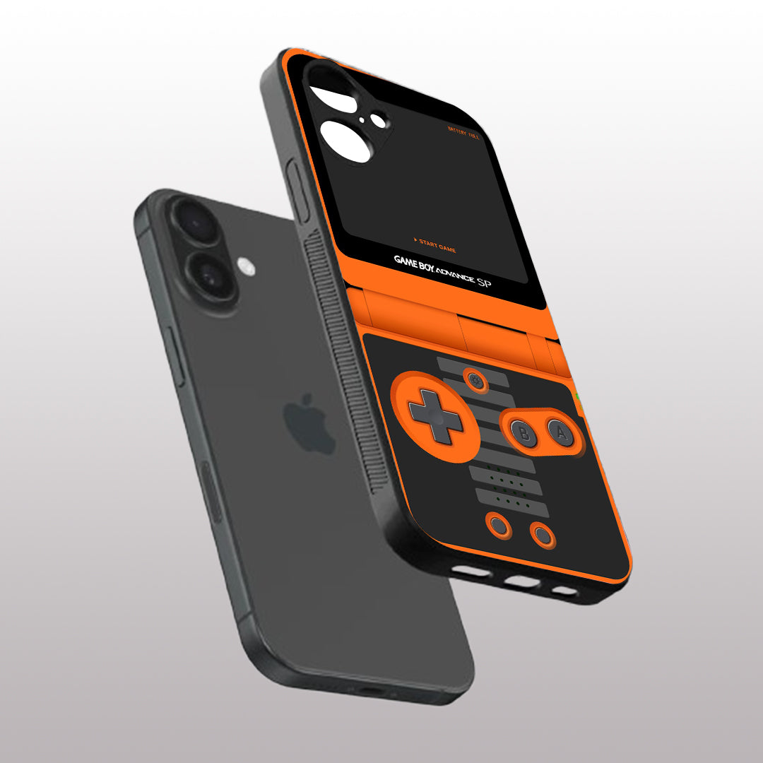 Game Boy Classic Orange pattern phone case for iphone 16 plus | Glass case