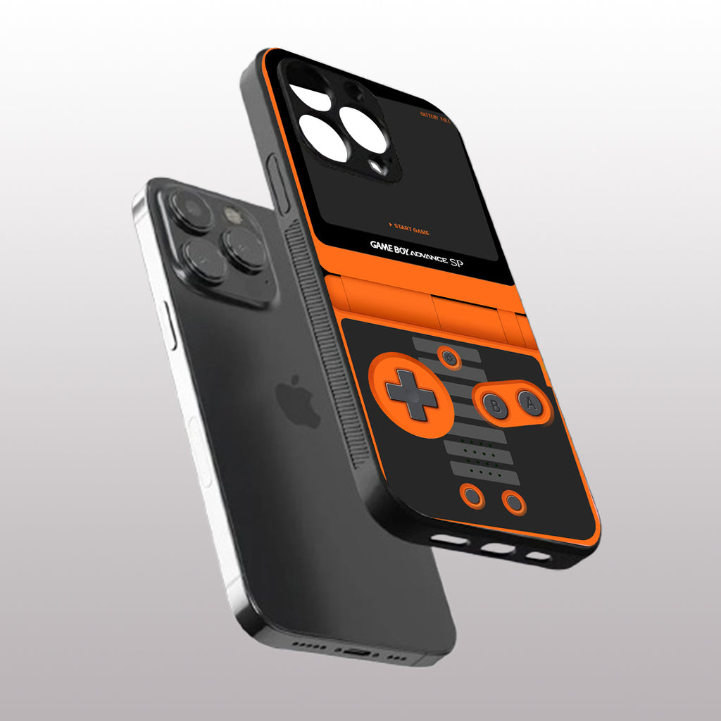 Game Boy Classic Orange pattern phone case for iphone 16 pro max |Glass case