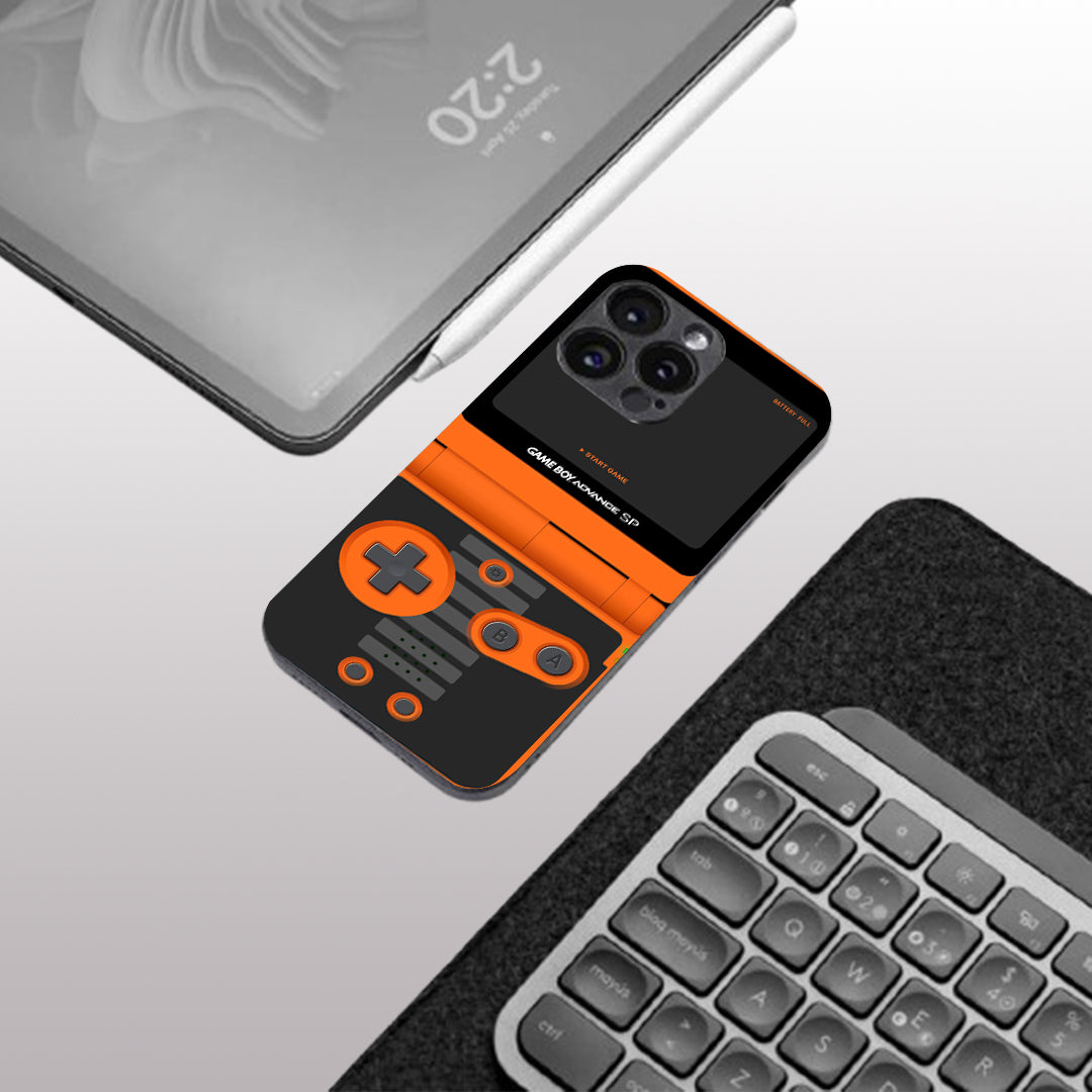 Game Boy Classic Orange pattern phone case for iphone 14 pro max | Glass case