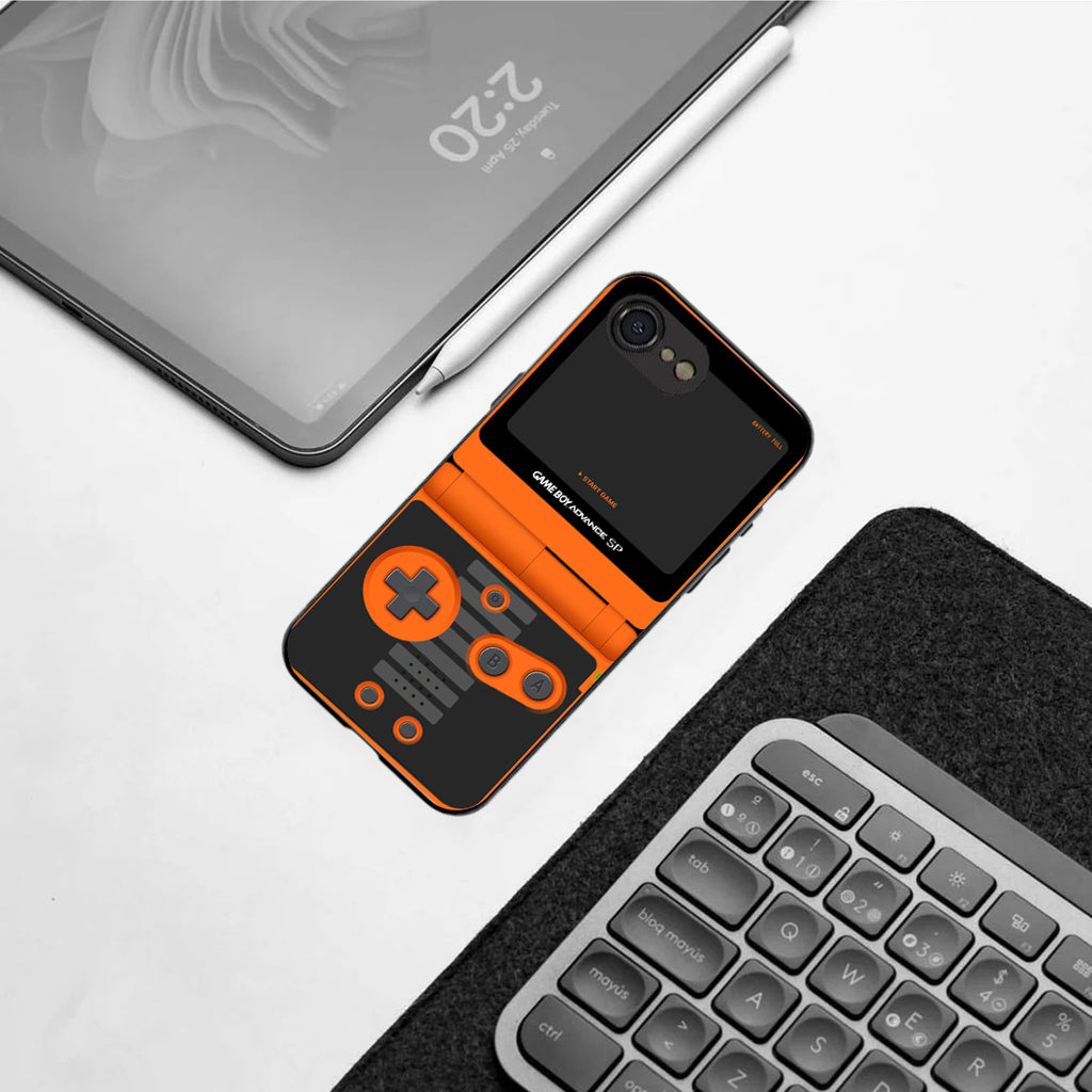 Game Boy Classic Orange pattern phone case for iphone 16E |Glass case