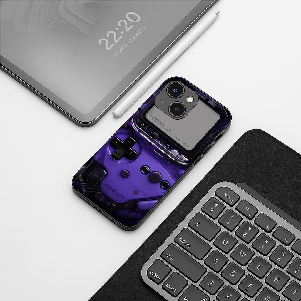 Game Boy Classic Purple pattern phone case for iphone 13 mini | Glass case