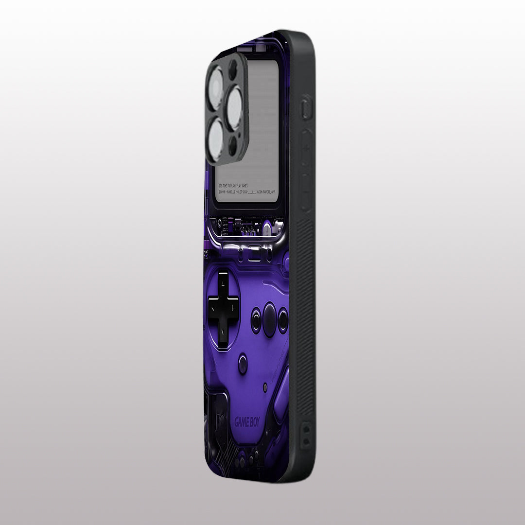 Game Boy Classic Purple pattern phone case for iphone 14 pro max | Glass case