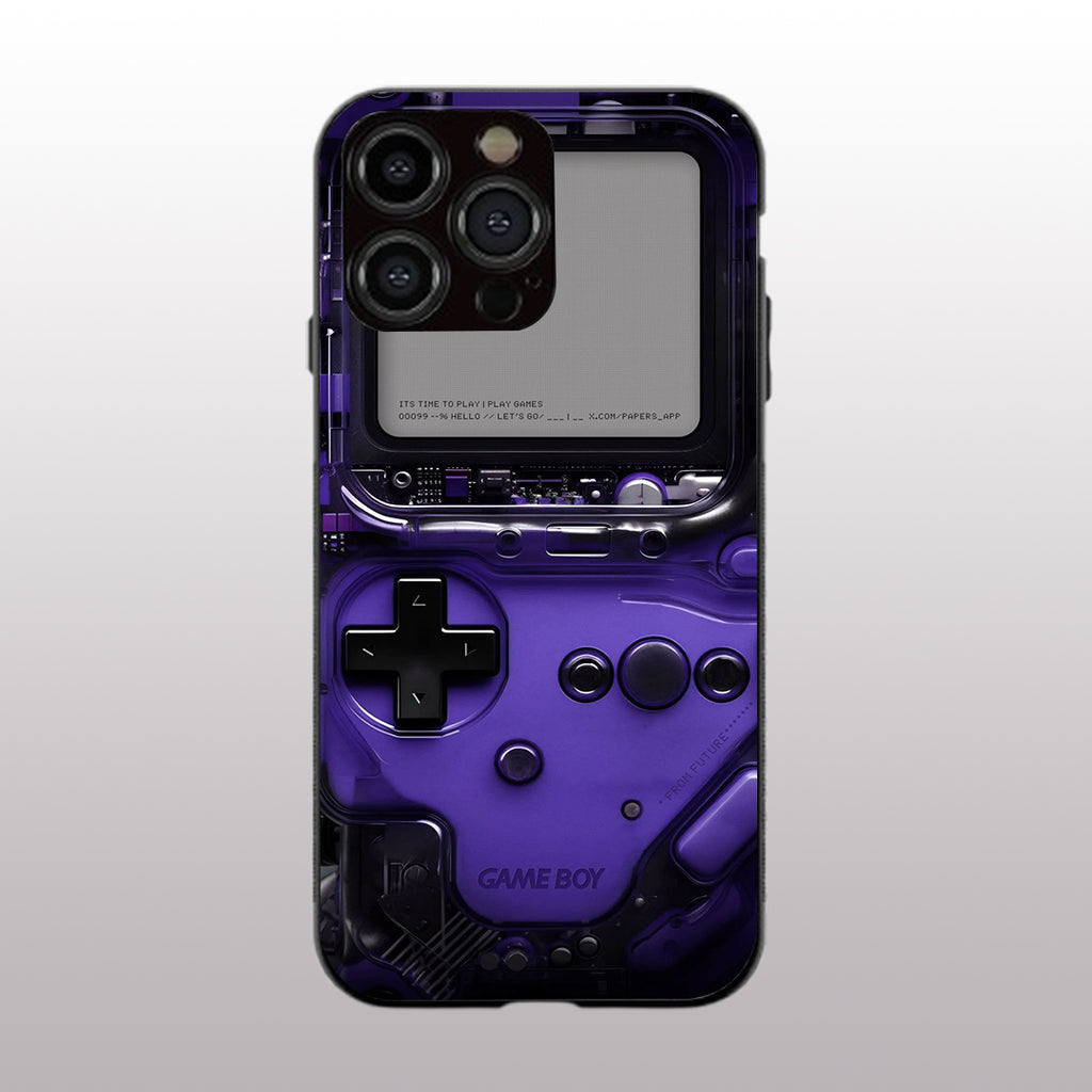 Game Boy Classic Purple pattern phone case for iphone 16 pro max | Glass case